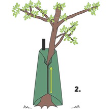 Illustration einer Baumpflanztasche mit Reißverschluss und Pfeil