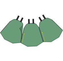 Illustration einer modularen Pflanztasche mit Reißverschlüssen