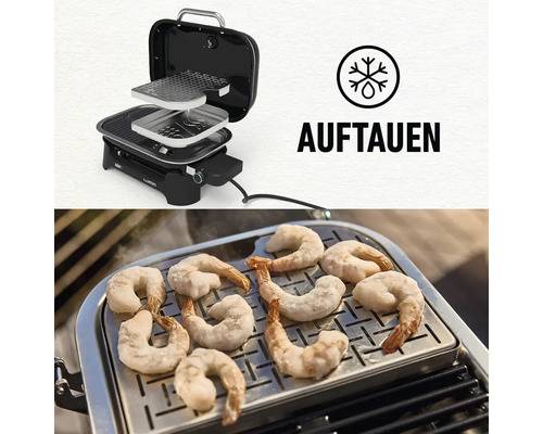 Elektrischer Tischgrill zum Auftauen von Lebensmitteln mit Garnele