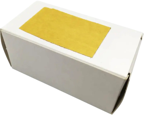 Weißer Karton mit gelbem Klebeband