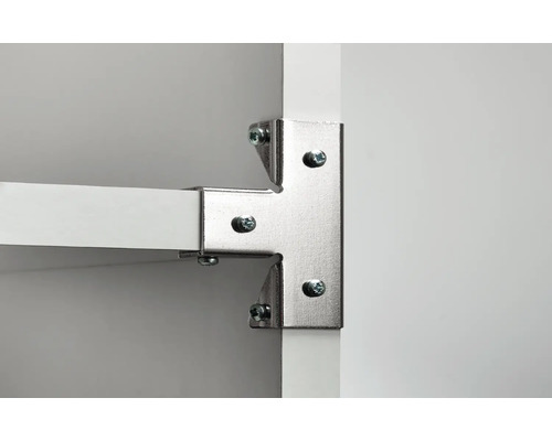 Detailaufnahme einer Eckverbindung mit Schrauben