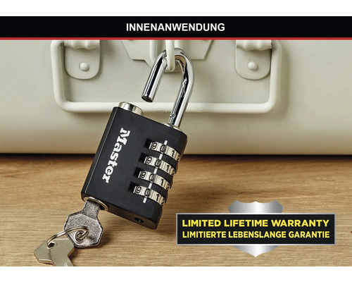 Master Lock Zahlenschloss mit Schlüssel und eingeschränkter lebenslanger Garantie
