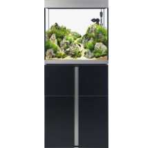 Aquarium mit Unterschrank und felsiger Innenausstattung