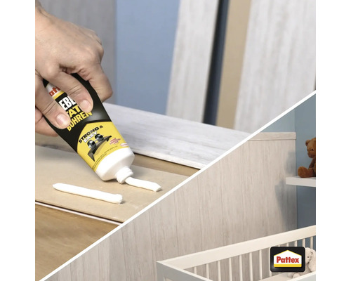 Anwendung von Montagekleber für Holzpaneele im Kinderzimmer