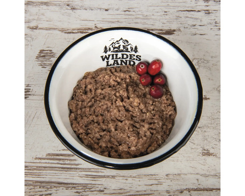 Schale mit Nassfutter und Cranberries für Hunde