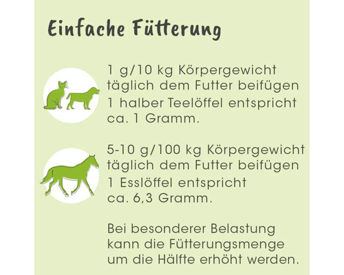 Dosierungshinweise für Tierfutter