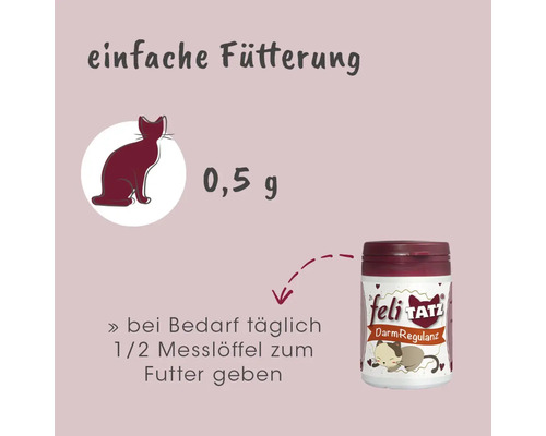 Darstellung der Dosierung von FeliTATZ Darmregulanz für Katzen