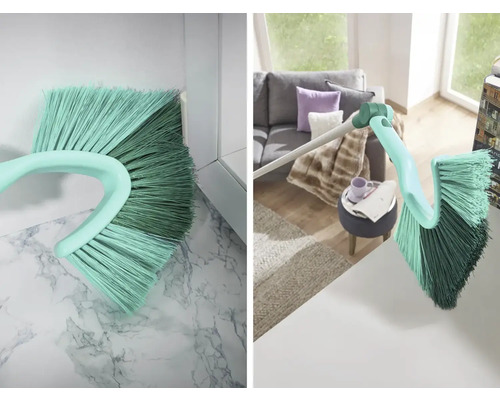 Eckensaugbürste im Einsatz in Raumszenen.