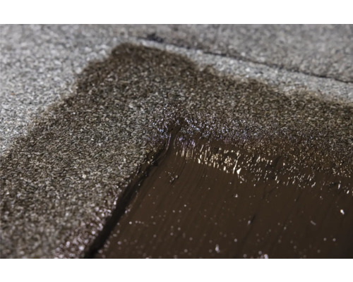 Detailansicht einer Bitumendachbeschichtung auf einem Dach