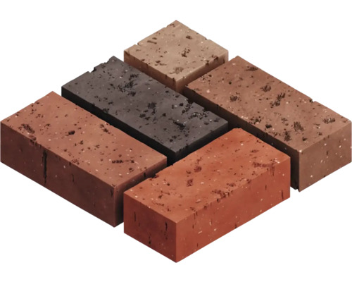 Verschiedenfarbige Ziegelsteine aus gebranntem Ton