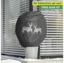 Pflanztopf mit Wintervlies und Hirschmotiven