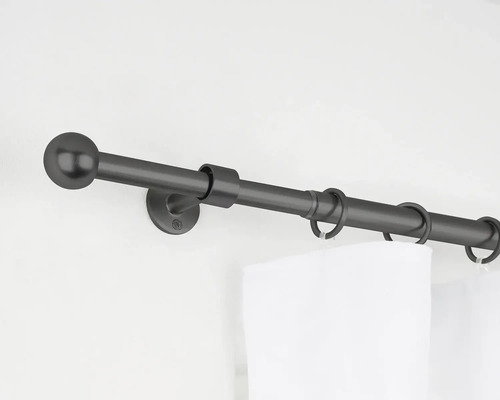 Gardinenstange mit Halterung und Gardinenringen