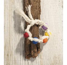 Spielzeugring für Tiere mit Baumwollkordel und Holzperlen