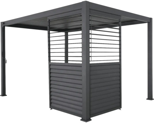 Freistehende graue Aluminium Pergola mit Lamellendach und Seitenwandelementen