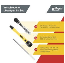 Wiha Werkzeugset mit Bit-Ratschen, Schraubendrehergriff und Verlängerung
