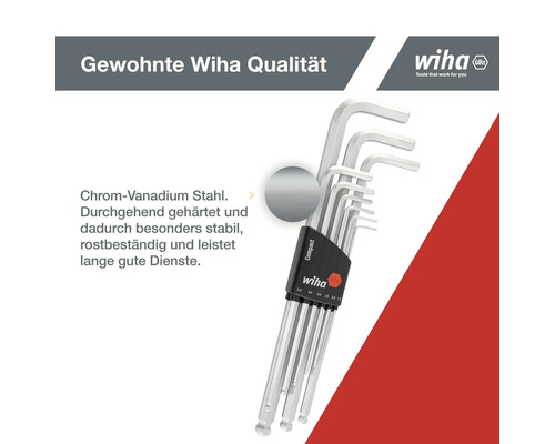 Wiha Sechskant-Stiftschlüssel Set aus Chrom-Vanadium Stahl