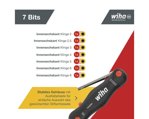 Wiha PocketStar Stiftschlüsselsatz mit sieben Bits