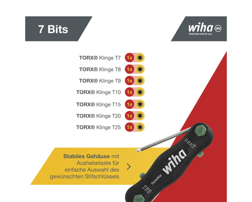 Wiha PocketStar Set mit sieben Torx Bits und stabilem Gehäuse