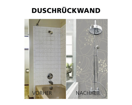 Vorher-nachher-Vergleich einer Badezimmerrenovierung mit einer Duschwand.