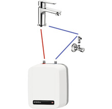 Installation eines elektronischen Warmwasserbereiters mit Wasserhahn
