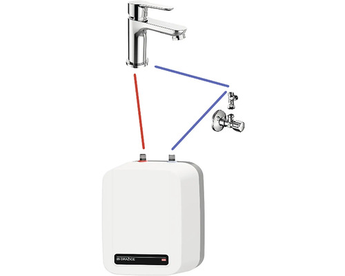 Installation eines elektronischen Warmwasserbereiters mit Wasserhahn
