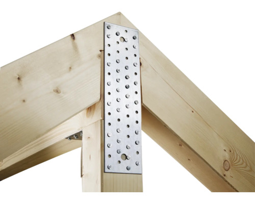 Holzkonstruktion mit Nagelplatte zur Verbindung von Holzbalken