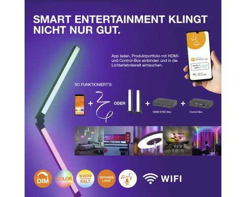 Smart Entertainment Lichtsystem mit App Steuerung und verschiedenen Lichteffekten