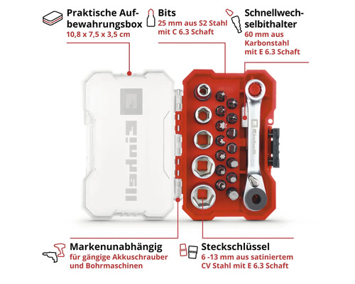 Einhell Bit- und Steckschlüsselsatz in Aufbewahrungsbox