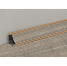 Bodenabschlussleiste aus Kunststoff an Laminatboden und Wand