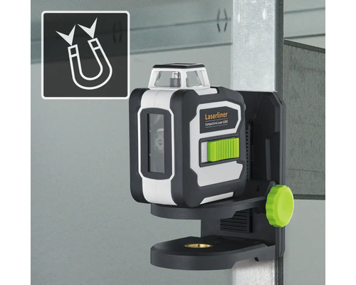 Laserliner Kompaktlinienlaser G360 mit Magnetfunktion an Metall befestigt