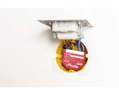 Shelly Duo Smart Home Dimmer mit Verkabelung in einer Wand