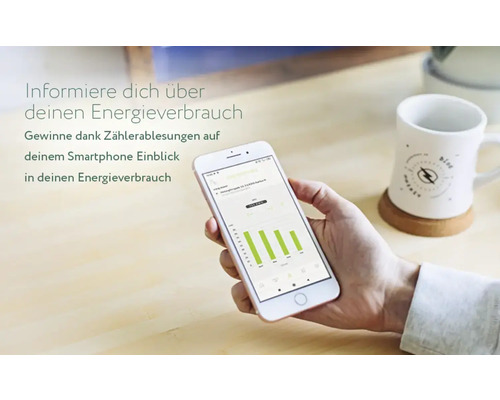 Smartphone zeigt Energieverbrauchsanalyse