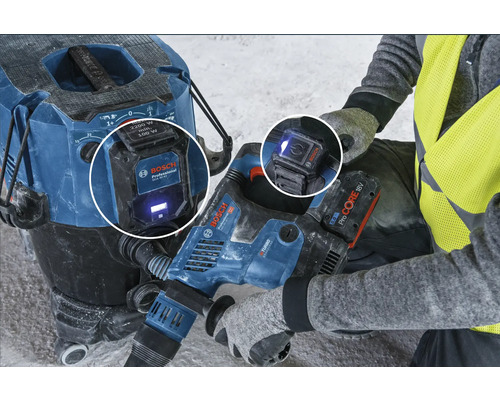 Bosch Staubsauger und Akku Bohrhammer mit Bosch Logo