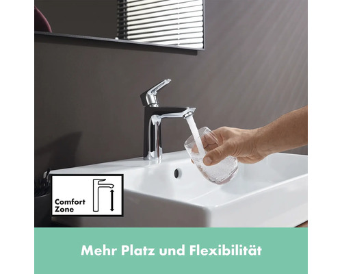 Waschbeckenarmatur mit Wasserhahn und ComfortZone Symbol