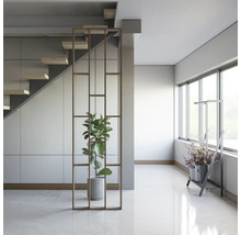 Heller Raum mit Treppe, Raumteiler, Topfpflanze und Fenster