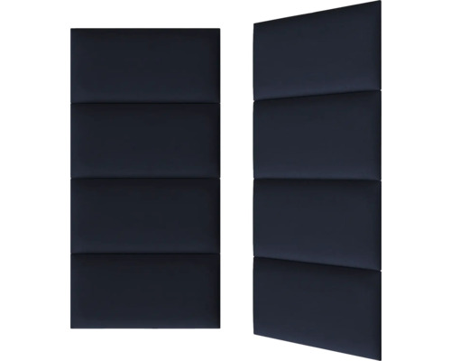 Zwei blaue Schallschutzplatten mit rechteckigen Paneelen
