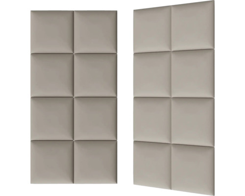 Zwei beige Wandpaneele mit quadratischer Polsterung