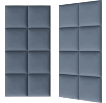 Zwei Schallschutzplatten mit quadratischem Muster zur Wandmontage