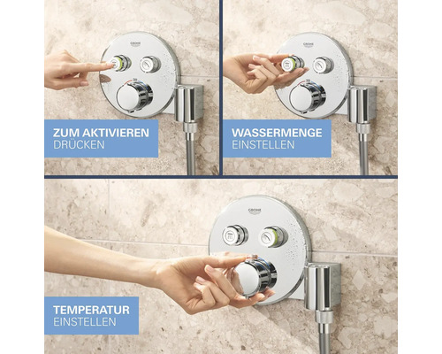 Grohe Duscharmatur mit verschiedenen Einstellmöglichkeiten für die Dusche