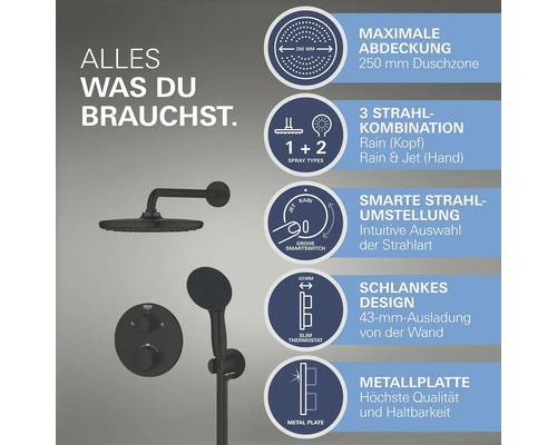 Unterputz-Brausemischer Grohe Quickfix Precision Start schwarz 348832430