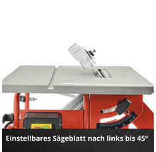 Tischkreissäge mit bis zu 45 Grad nach links einstellbarem Sägeblatt