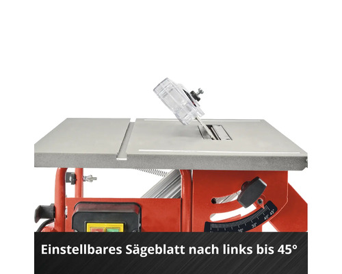 Tischkreissäge mit bis zu 45 Grad nach links einstellbarem Sägeblatt