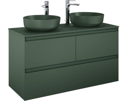 Waschtischunterschrank mit zwei Waschbecken und Schubladen