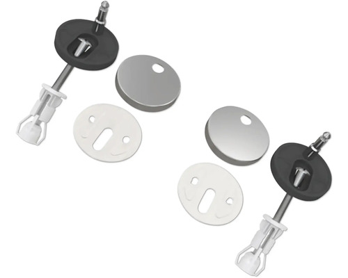 Toilettensitzbefestigung mit Schrauben und Abdeckkappen