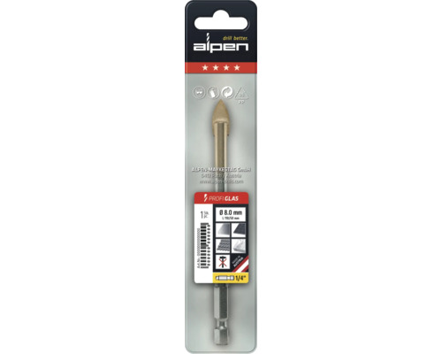 Alpen Glasbohrer, Durchmesser 8 Millimeter