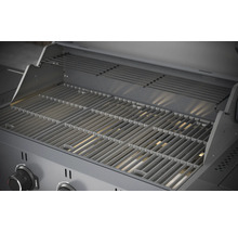 Innenansicht eines Grills mit Grillrost und Warmhalterost