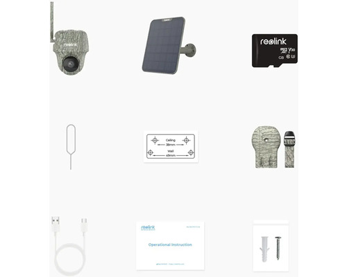 Reolink Wildkamera Zubehör inklusive Solarpanel, Micro SD Karte und Bedienungsanleitung