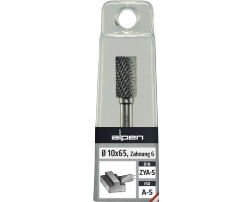 Alpen Hartmetall-Frässtift ZYA-S, 10 x 65 Millimeter im Blister