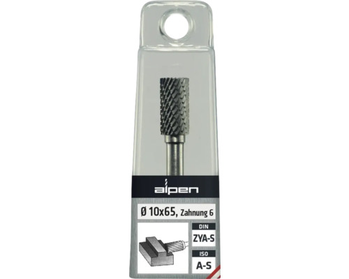 Alpen Hartmetall Frässtift ZYA-S Durchmesser 10x65 Millimeter, Zahnung 6