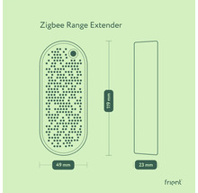 Abmessungen des Zigbee Range Extenders: 119 mm Höhe, 49 mm Breite, 23 mm Tiefe